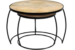 Miliboo Table Basse-Tables basses gigognes rondes bois manguier massif (lot de 2) BARREL
