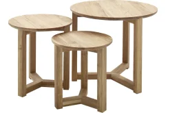 Miliboo Table Basse-Tables basses gigognes rondes bois clair chêne massif (lot de 3) DANAKIL