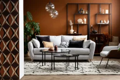 Miliboo Table Basse-Tables basses gigognes rondes design verre trempé et métal noir TAHL (lot de 2)