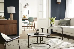 Miliboo Table Basse-Tables basses gigognes rondes design verre trempé et métal noir TAHL (lot de 2)