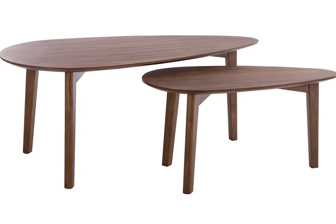Miliboo Table Basse-Tables basses gigognes scandinaves bois foncé noyer (lot de 2) ARTIK