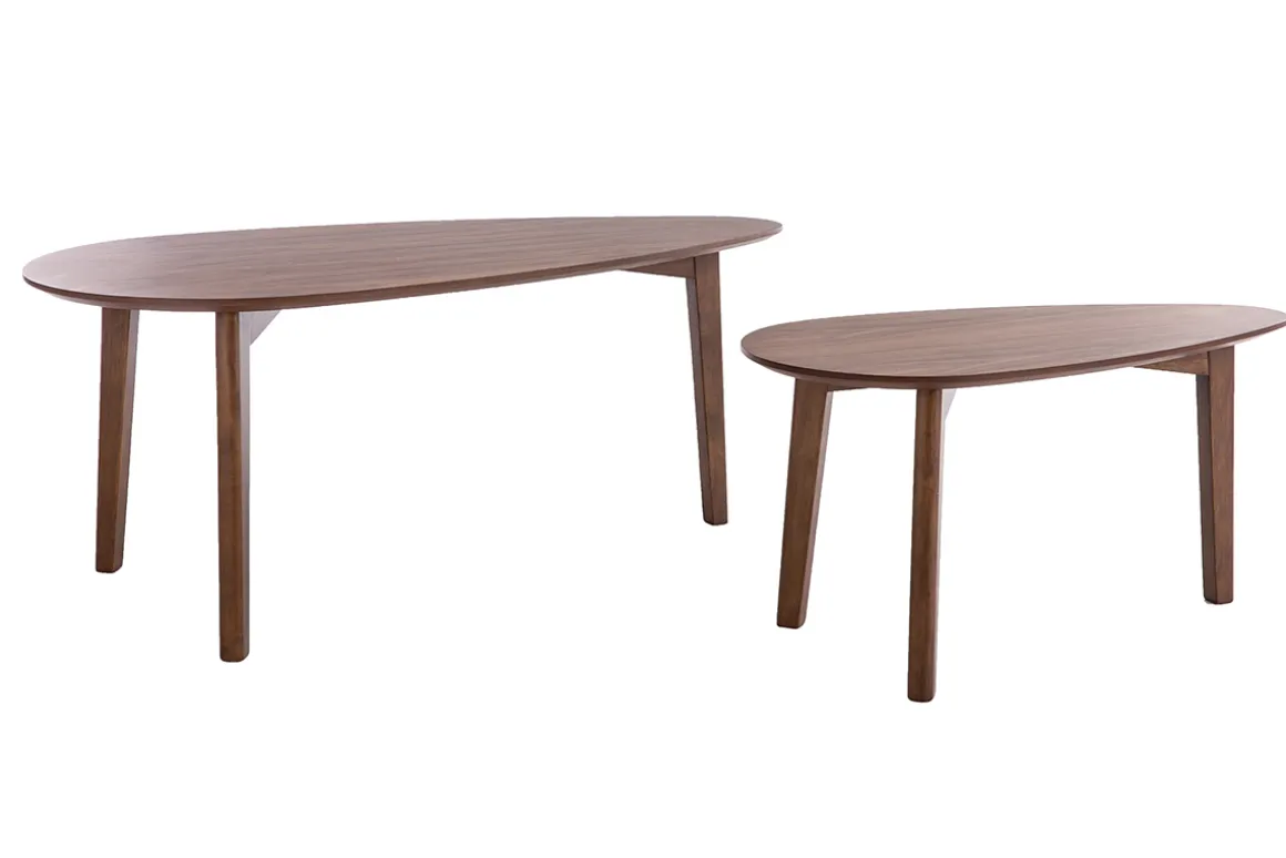 Miliboo Table Basse-Tables basses gigognes scandinaves bois foncé noyer (lot de 2) ARTIK