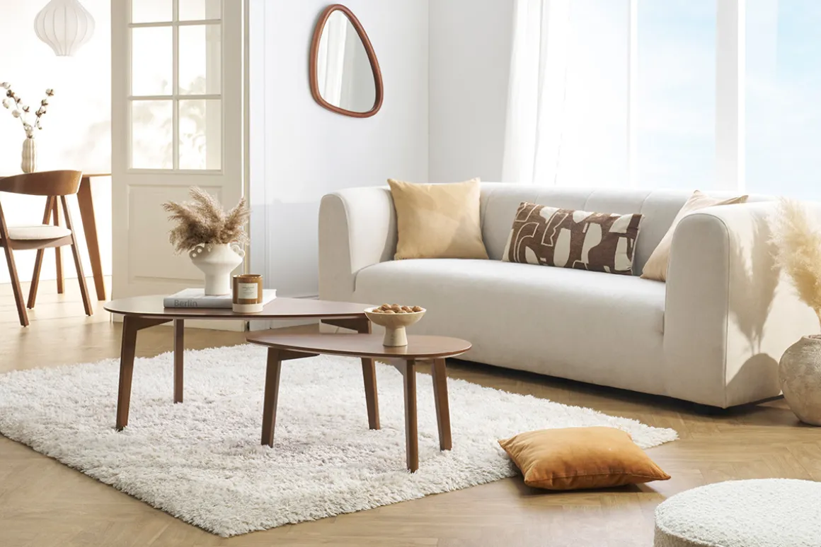 Miliboo Table Basse-Tables basses gigognes scandinaves bois foncé noyer (lot de 2) ARTIK