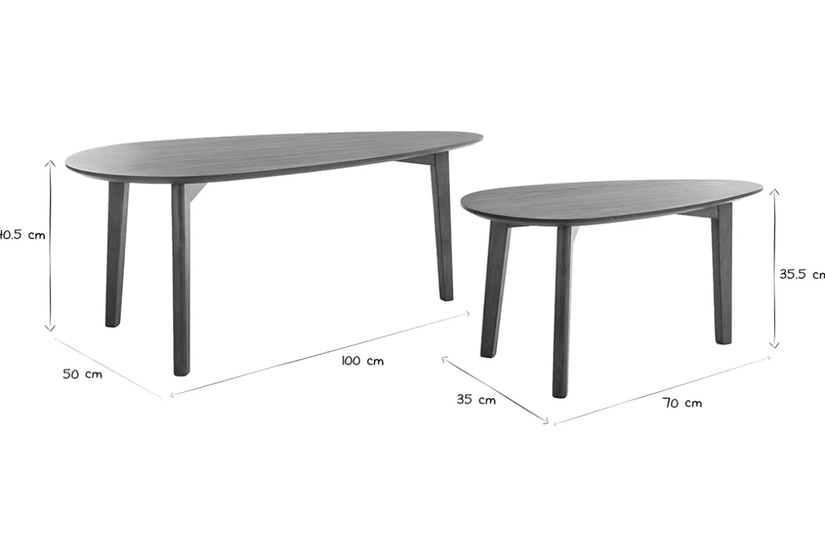 Miliboo Table Basse-Tables basses gigognes scandinaves bois foncé noyer (lot de 2) ARTIK