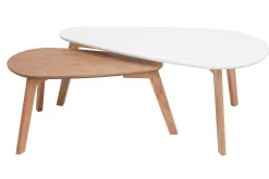 Miliboo Table Basse-Tables basses gigognes scandinaves bois clair chêne et blanc (lot de 2) ARTIK
