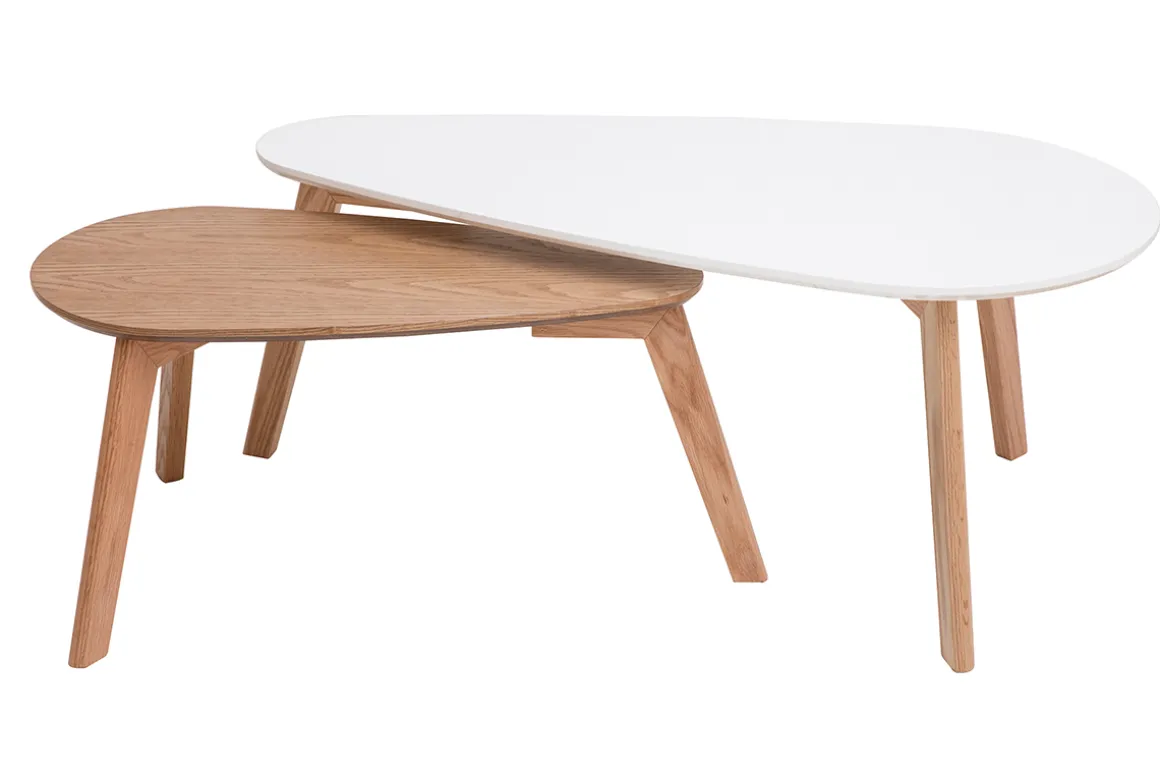 Miliboo Table Basse-Tables basses gigognes scandinaves bois clair chêne et blanc (lot de 2) ARTIK