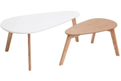 Miliboo Table Basse-Tables basses gigognes scandinaves bois clair chêne et blanc (lot de 2) ARTIK