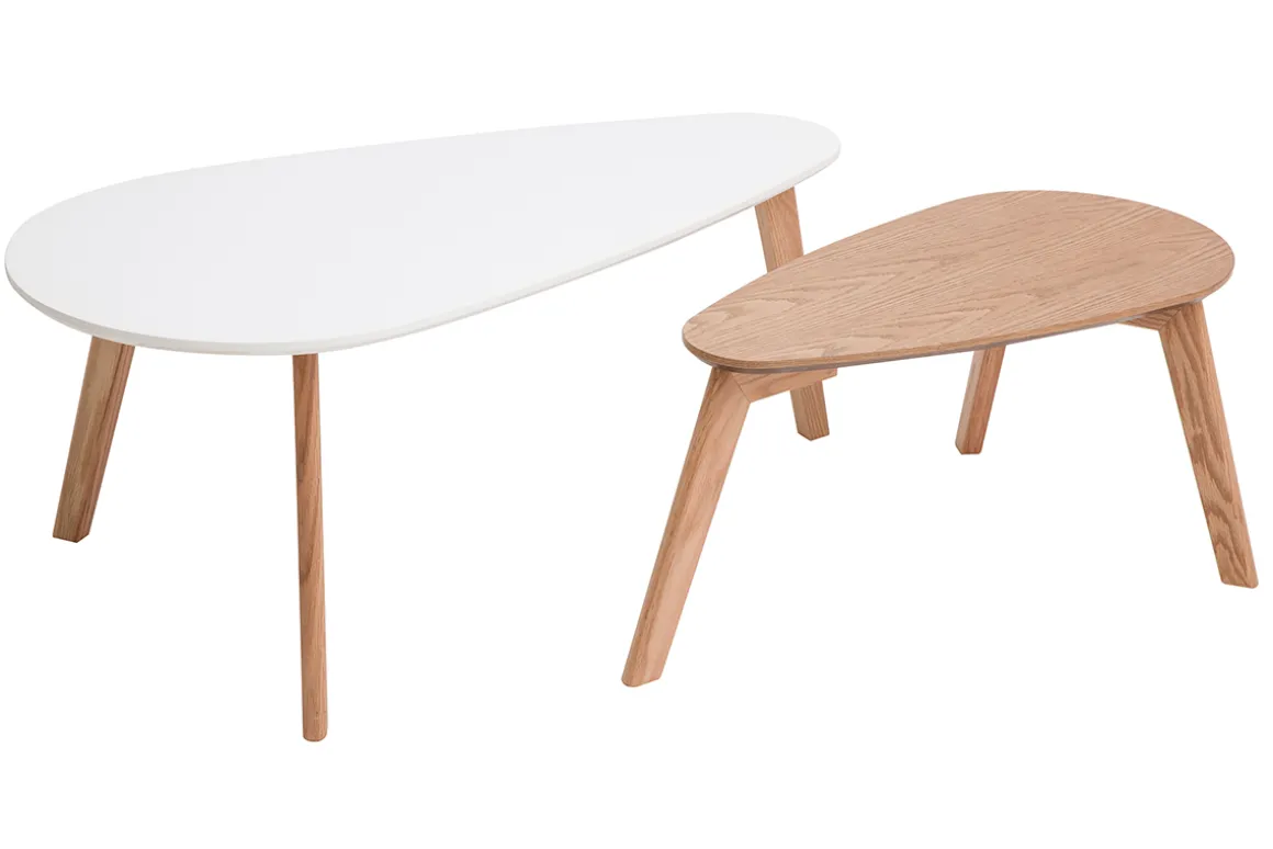 Miliboo Table Basse-Tables basses gigognes scandinaves bois clair chêne et blanc (lot de 2) ARTIK