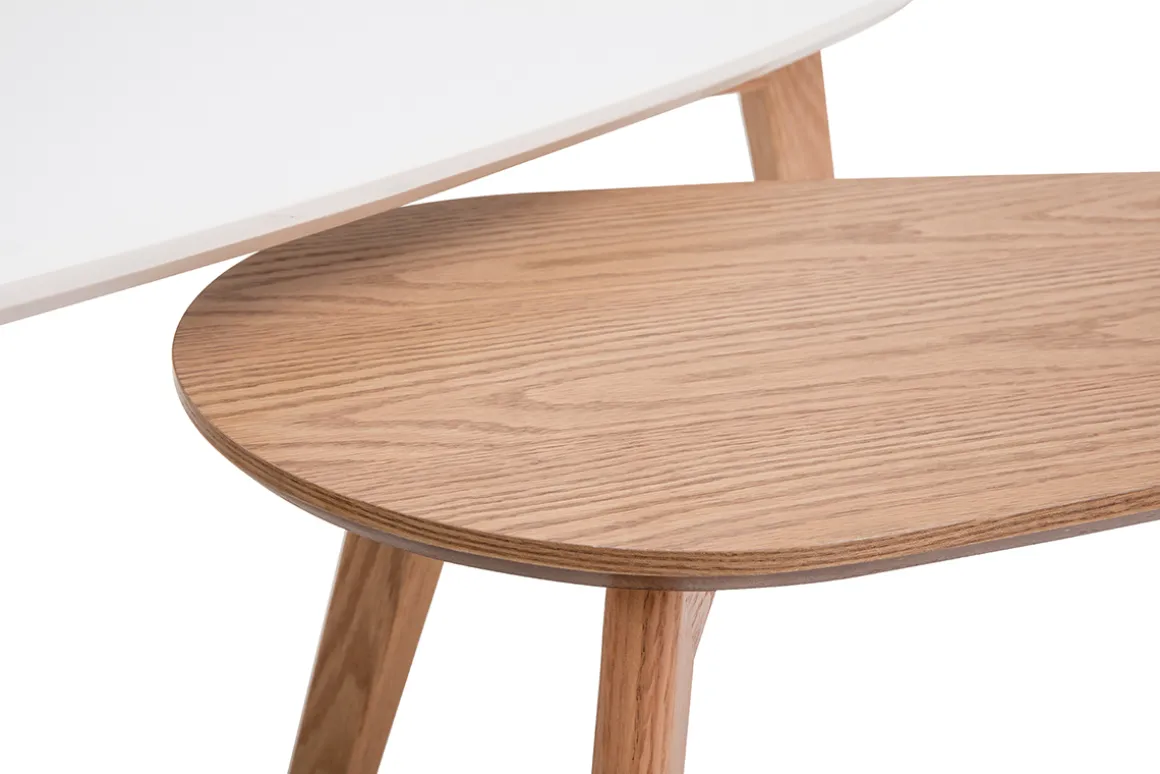 Miliboo Table Basse-Tables basses gigognes scandinaves bois clair chêne et blanc (lot de 2) ARTIK