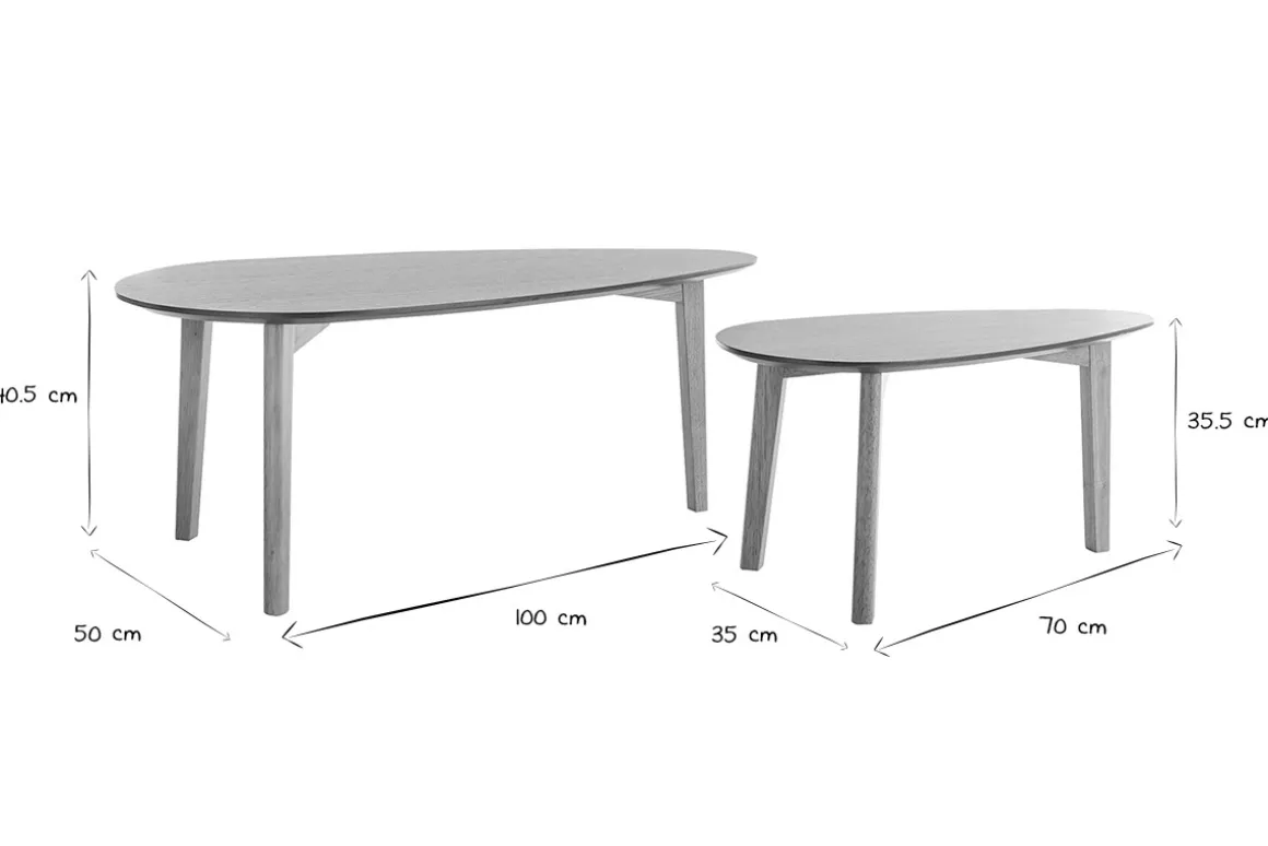 Miliboo Table Basse-Tables basses gigognes scandinaves bois clair chêne (lot de 2) ARTIK