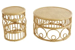 Miliboo Table Basse-Tables basses rondes en rotin et bambou D70 cm et D40 cm (lot de 2) SORAYA