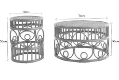 Miliboo Table Basse-Tables basses rondes en rotin et bambou D70 cm et D40 cm (lot de 2) SORAYA