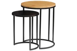 Miliboo Table D'appoint-Tables d'appoint gigognes en bois manguier massif et métal noir TAHL