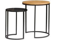 Miliboo Table D'appoint-Tables d'appoint gigognes en bois manguier massif et métal noir TAHL