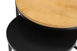 Miliboo Table D'appoint-Tables d'appoint gigognes en bois manguier massif et métal noir TAHL