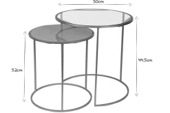 Miliboo Table D'appoint-Tables d'appoint gigognes en verre teinté rose et métal doré (lot de 2) JANE