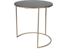 Miliboo Table D'appoint-Tables d'appoint gigognes en verre teinté noir et métal doré (lot de 2) JANE