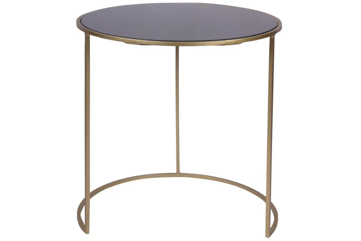Miliboo Table D'appoint-Tables d'appoint gigognes en verre teinté noir et métal doré (lot de 2) JANE