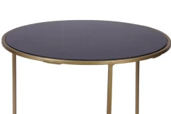 Miliboo Table D'appoint-Tables d'appoint gigognes en verre teinté noir et métal doré (lot de 2) JANE