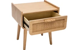 Miliboo Table De Chevet-Tables de chevet avec tiroir en bois clair frêne et cannage rotin L50 cm (lot de 2) ATHÈNE