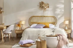 Miliboo Table De Chevet-Tables de chevet avec tiroir en bois clair frêne et cannage rotin L50 cm (lot de 2) ATHÈNE