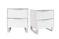 Miliboo Table De Chevet-Tables de chevet design blanc laqué et métal chromé L45 cm (lot de 2) HALIFAX