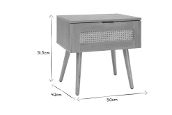 Miliboo Table De Chevet-Tables de chevet finition bois clair, cannage rotin et métal noir L50 cm (lot de 2) MANILLE