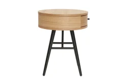 Miliboo Table De Chevet-Tables de chevet rondes avec tiroir bois clair et métal noir D41 cm (lot de 2) KORAL