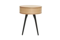 Miliboo Table De Chevet-Tables de chevet rondes avec tiroir bois clair et métal noir D41 cm (lot de 2) KORAL