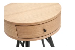 Miliboo Table De Chevet-Tables de chevet rondes avec tiroir bois clair et métal noir D41 cm (lot de 2) KORAL