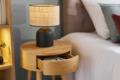 Miliboo Table De Chevet-Tables de chevet rondes en bois clair avec tiroir D45 cm (lot de 2) JUDITH