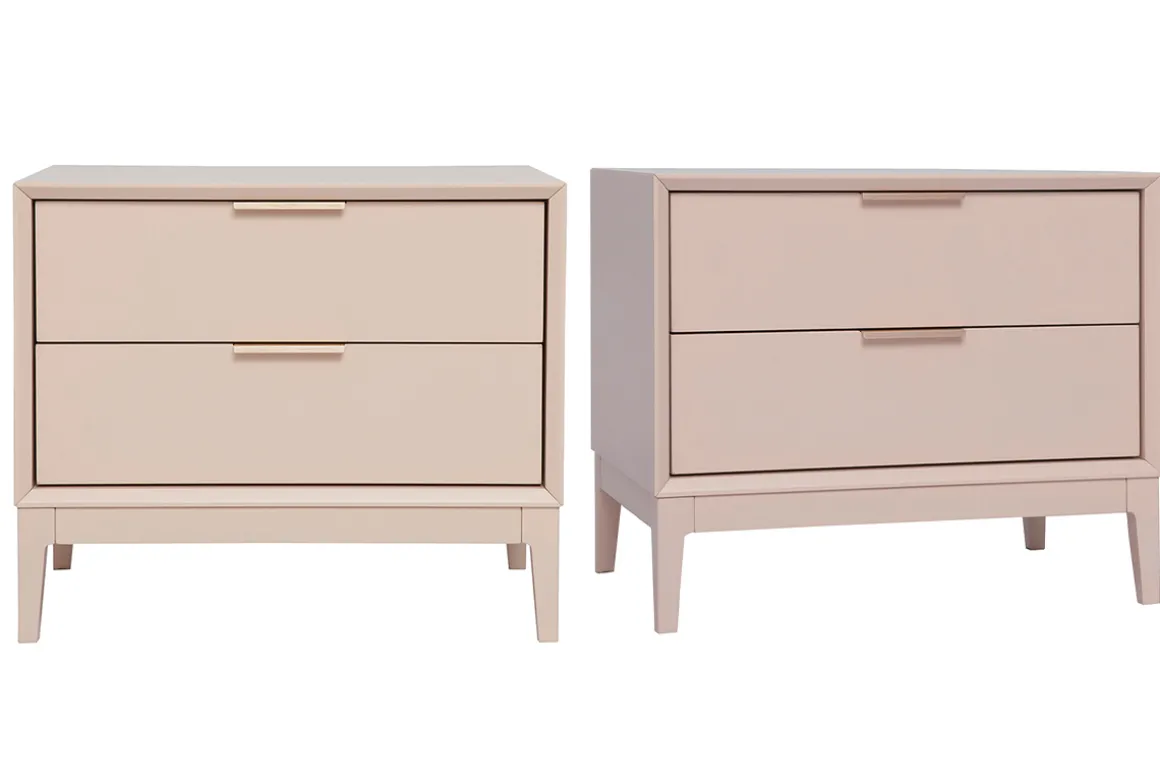 Miliboo Table De Chevet-Tables de chevet rose et métal doré avec rangements L60 cm (lot de 2) GIANA