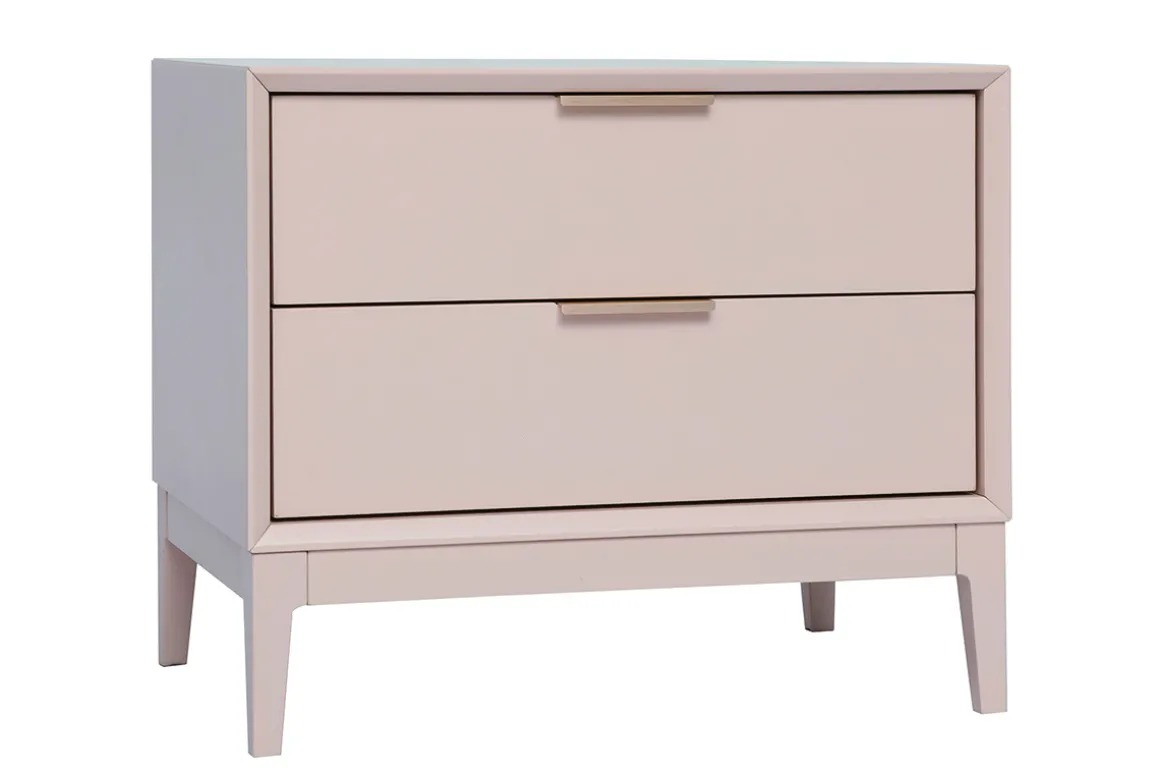 Miliboo Table De Chevet-Tables de chevet rose et métal doré avec rangements L60 cm (lot de 2) GIANA