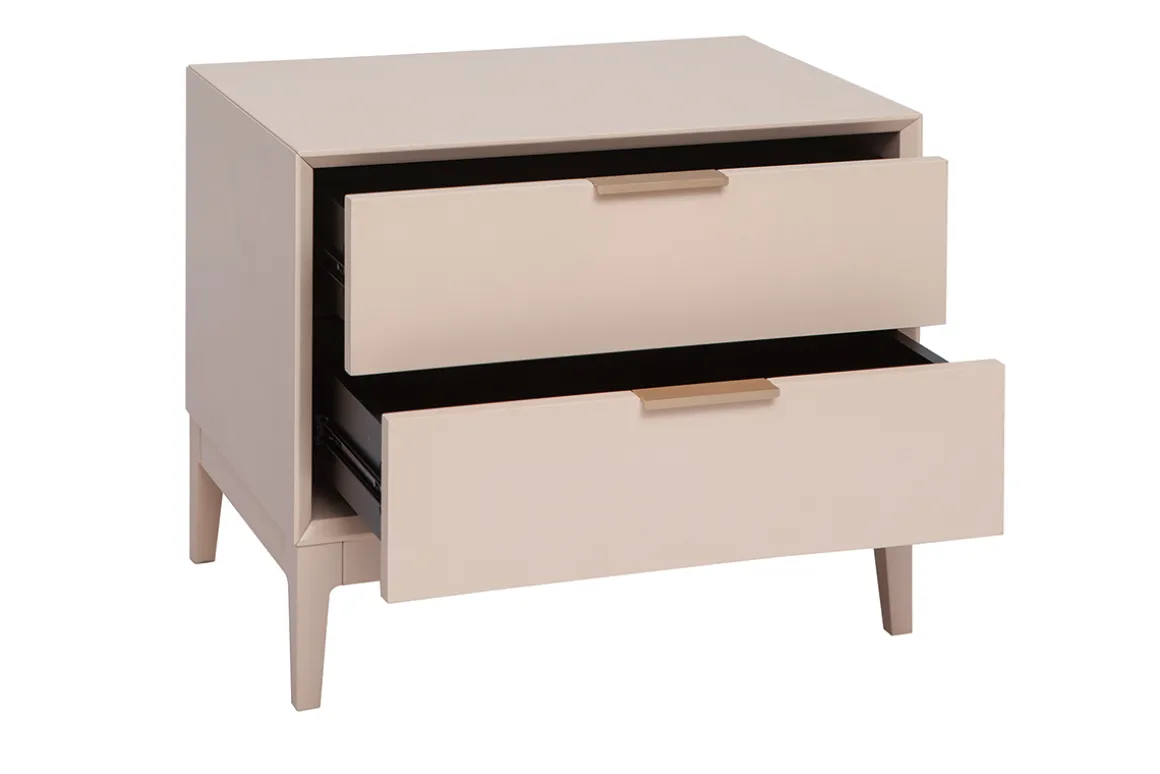 Miliboo Table De Chevet-Tables de chevet rose et métal doré avec rangements L60 cm (lot de 2) GIANA