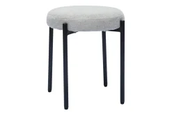 Miliboo Chaise Design-Tabouret bas empilable en tissu effet velours texturé beige et métal noir H41 cm KIKO
