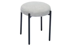 Miliboo Chaise Design-Tabouret bas empilable en tissu effet velours texturé beige et métal noir H41 cm KIKO
