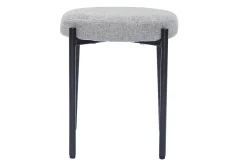 Miliboo Chaise Design-Tabouret bas empilable en tissu effet velours texturé gris clair et métal noir H41 cm KIKO