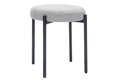 Miliboo Chaise Design-Tabouret bas empilable en tissu effet velours texturé gris clair et métal noir H41 cm KIKO