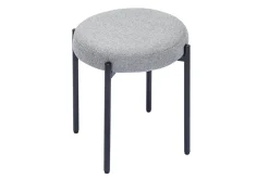 Miliboo Chaise Design-Tabouret bas empilable en tissu effet velours texturé gris clair et métal noir H41 cm KIKO