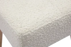 Miliboo Tabouret De Bar-Tabouret bas en tissu effet laine bouclée blanc et bois clair massif H46 cm GUESTA