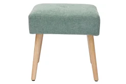 Miliboo Tabouret De Bar-Tabouret bas en tissu effet velours texturé vert céladon et bois clair massif H46 cm GUESTA