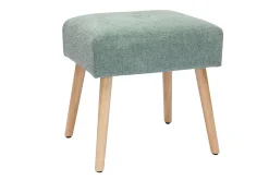 Miliboo Tabouret De Bar-Tabouret bas en tissu effet velours texturé vert céladon et bois clair massif H46 cm GUESTA