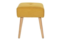 Miliboo Chaise Design-Tabouret bas en tissu effet velours texturé jaune moutarde et bois clair massif H46 cm GUESTA