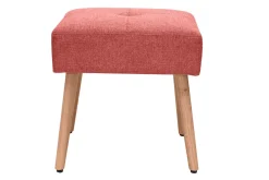 Miliboo Chaise Design-Tabouret bas en tissu effet velours texturé terracotta et bois clair massif H46 cm GUESTA