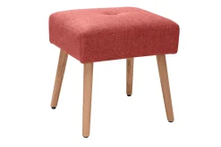 Miliboo Chaise Design-Tabouret bas en tissu effet velours texturé terracotta et bois clair massif H46 cm GUESTA