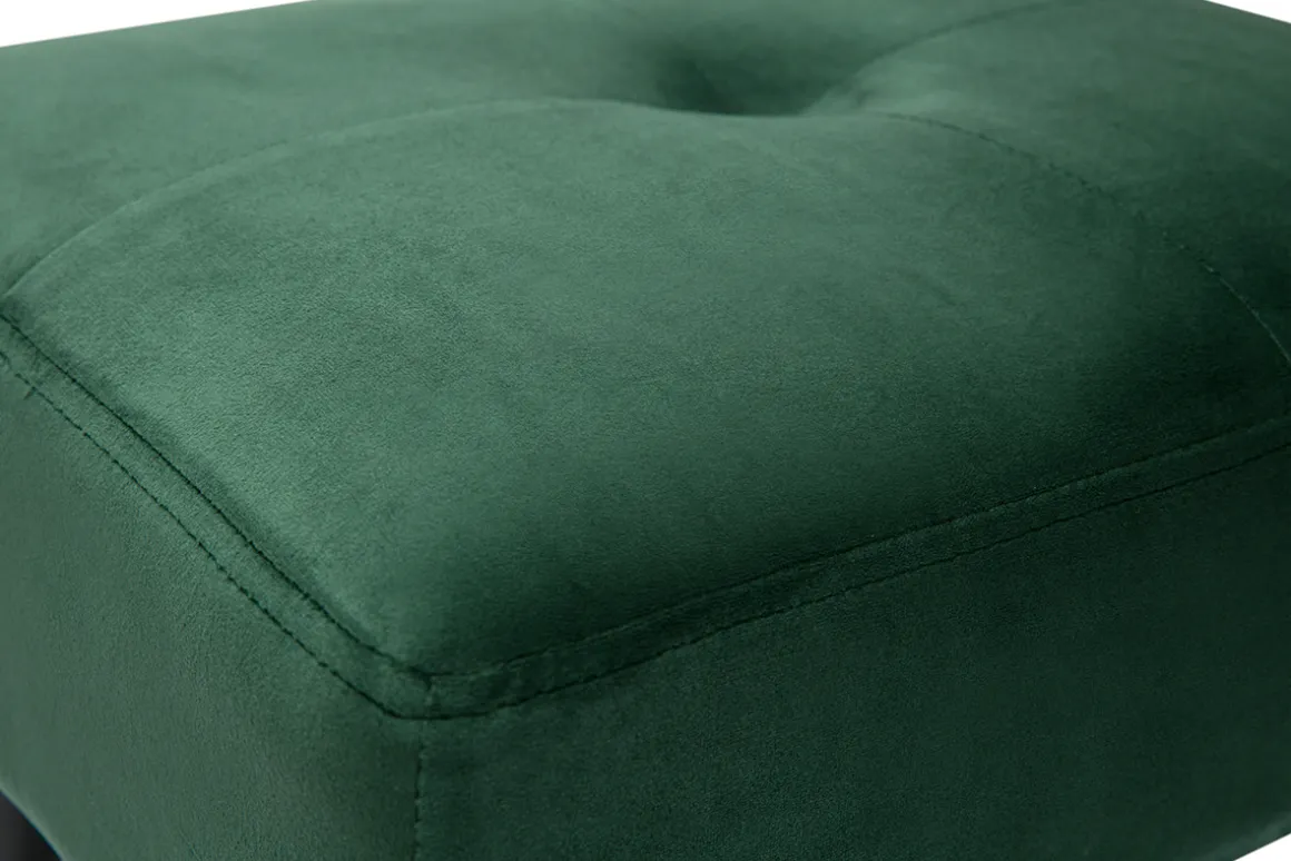 Miliboo Chaise Design-Tabouret bas en tissu effet velours texturé vert foncé et métal noir H46 cm GUESTA