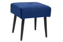 Miliboo Chaise Design-Tabouret bas en tissu effet velours texturé bleu nuit et métal noir H46 cm GUESTA