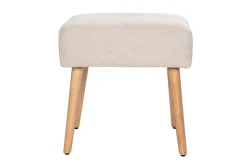 Miliboo Chaise Design-Tabouret bas en tissu effet velours texturé beige et bois clair massif H46 cm GUESTA