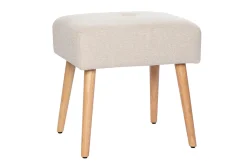 Miliboo Chaise Design-Tabouret bas en tissu effet velours texturé beige et bois clair massif H46 cm GUESTA