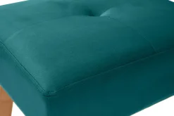 Miliboo Tabouret De Bar-Tabouret bas en tissu velours bleu pétrole et bois clair massif H46 cm GUESTA